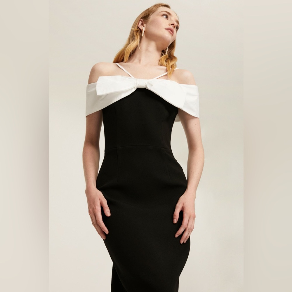 Rebecca Vallance Strapless Black Dress with White Bow